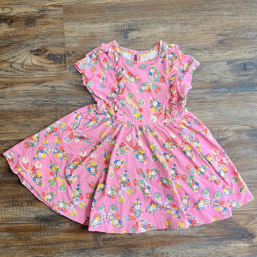 Mini Boden Pink Frilly Twirly Butterfly Dress, 2-3Y
